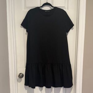 Zara Black Flounce Hem Dress